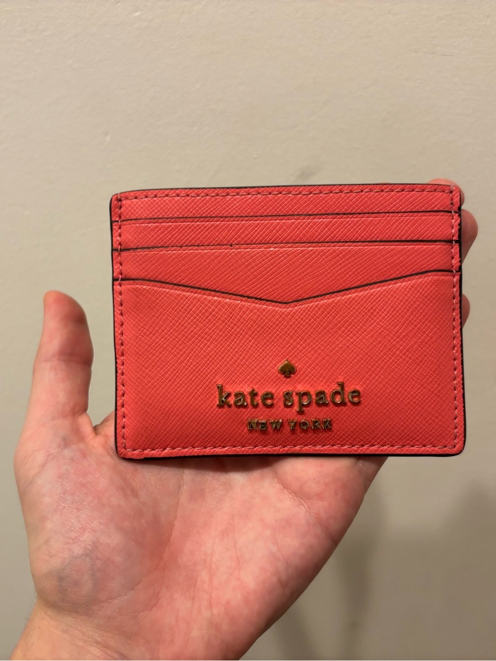kate spade Coral Card Case with Gold Logo